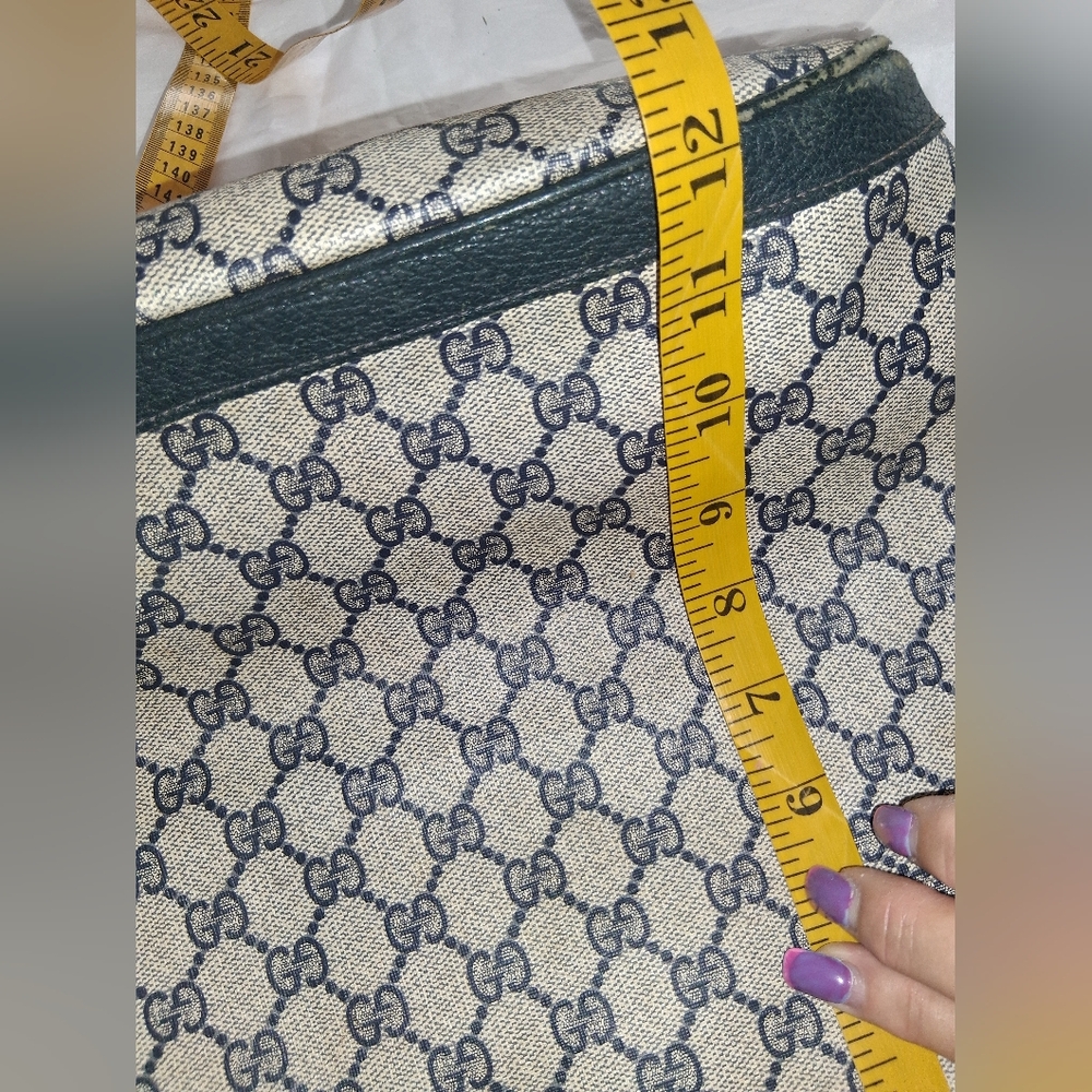 Gucci Authentic, Vintage Blue & Beige Monogram Shoulder Bag  (No Strap) - Picture 11 of 12